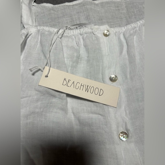 NEW BEACHWOOD BABY playa tank top in blanco one size White Linen - Picture 7 of 12